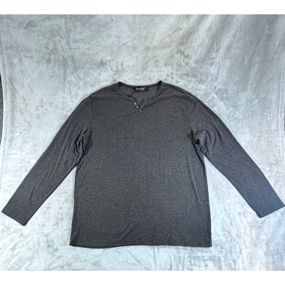 Modchok shirt Men's Large grey long sleeve split V neck NWT